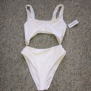 white one price cut out bathing suit